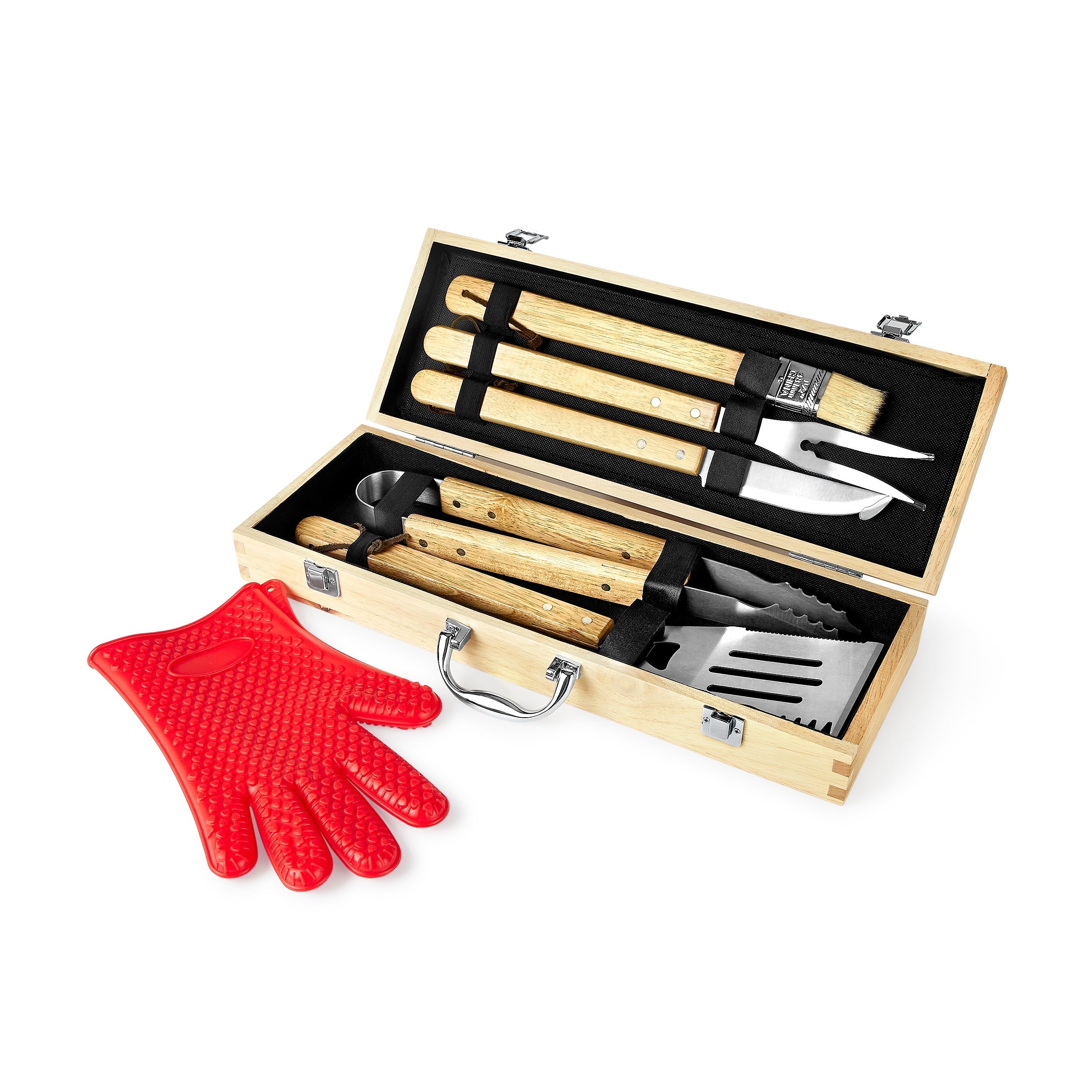 11 Piece BBQ Grill Set for Mancave with Personalization