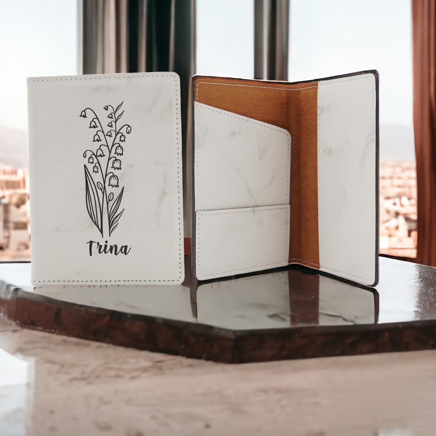 Personalized Birth Flower Passport Holder –Wedding Gift for Bride, Bridesmaid, Bridal Party Favor, Friends, Engagement Present for her #BridalPresent #MemorableWeddingGifts #GiftsForHer -ADD PERSONALIZATION IN THE NOTES to the seller when you checkout