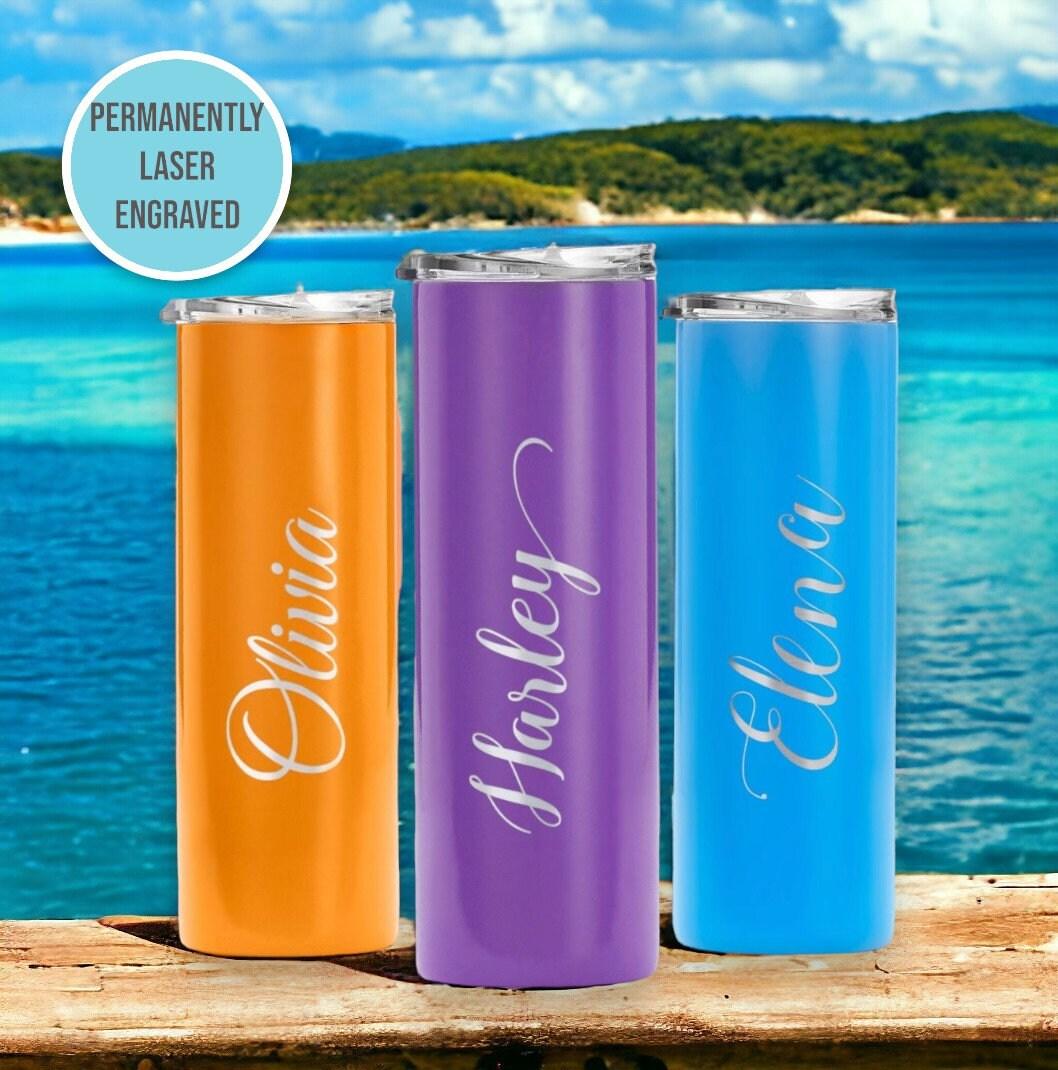20oz Skinny Personalized Girls Tumblers, Girls Trip, Bridesmaid Proposal, Hen Party Gift, Mother's Day-Wedding- Bridal Shower Laser Engraved. #Custom Gift #GiftIdeas #PersonalizedGifts #Weeding Gift #Vacation - ADD PERSONALIZATION IN THE NOTES