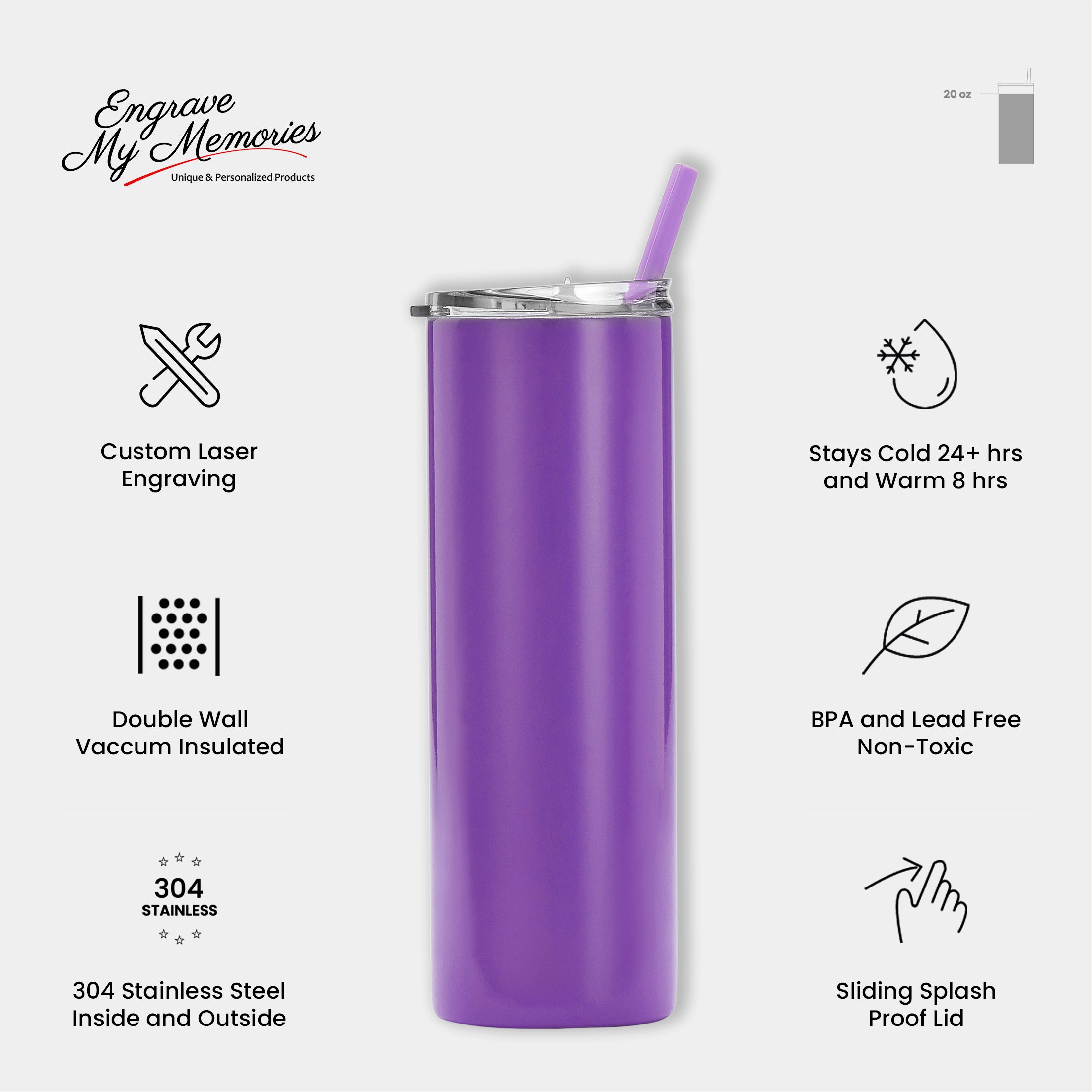 20oz Skinny Tumbler For Wedding Party