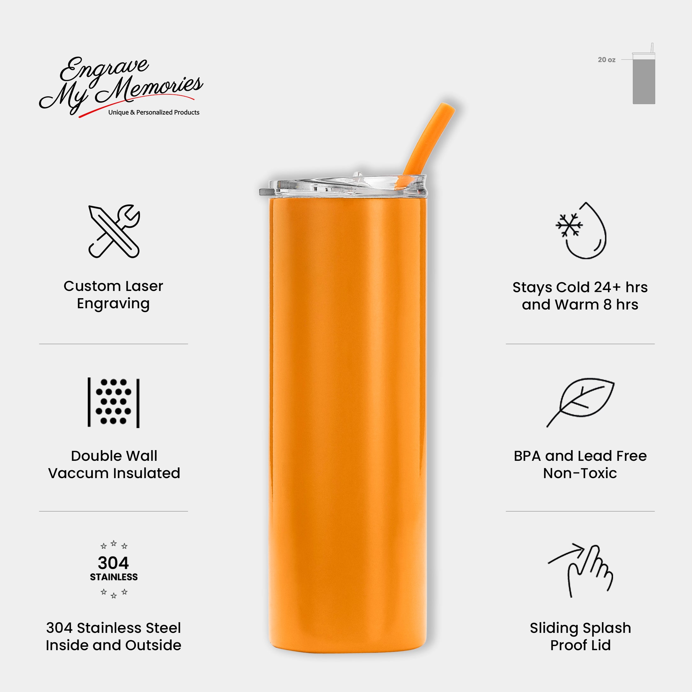 20oz Skinny Tumbler For Wedding Party