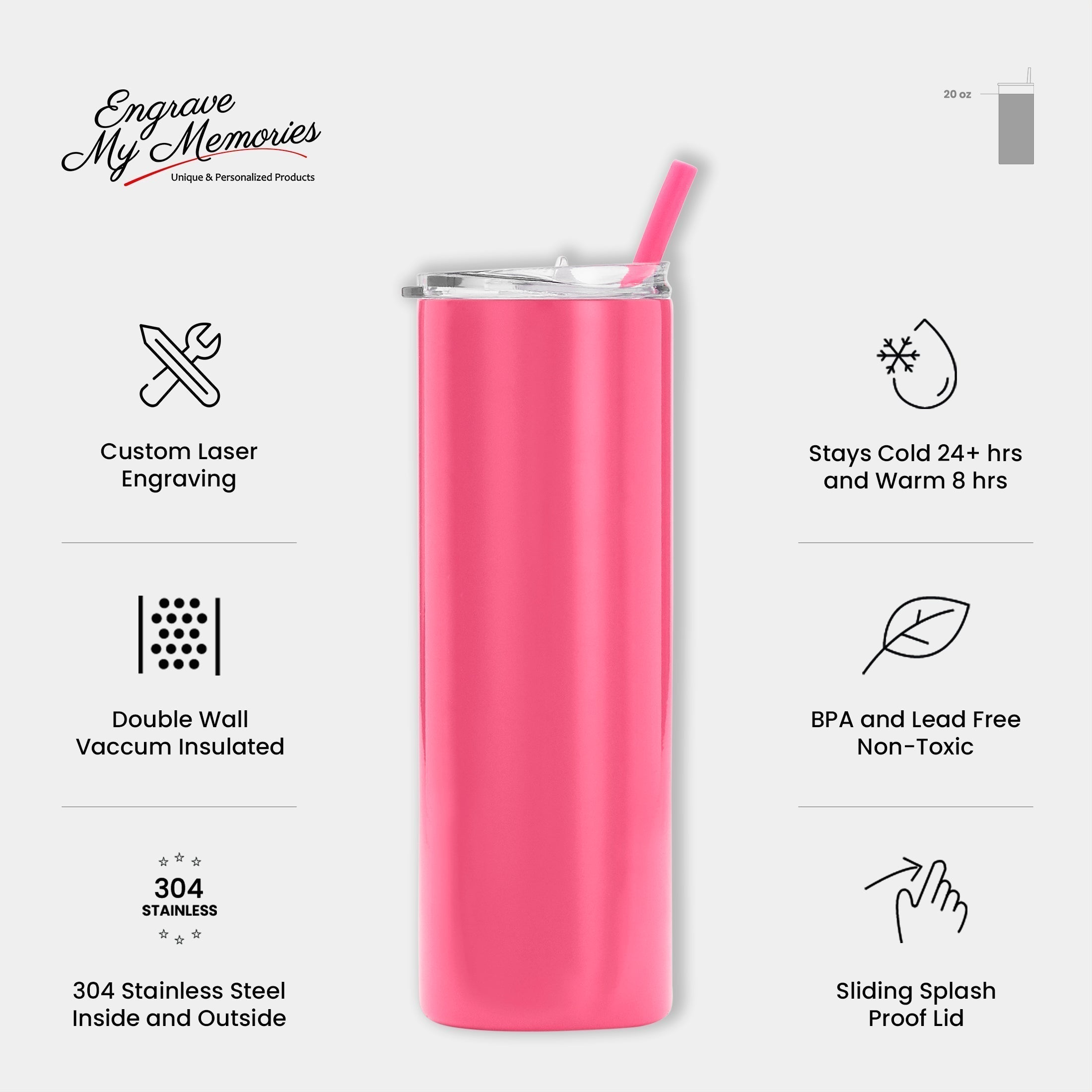 20oz Skinny Tumbler For Pickleball