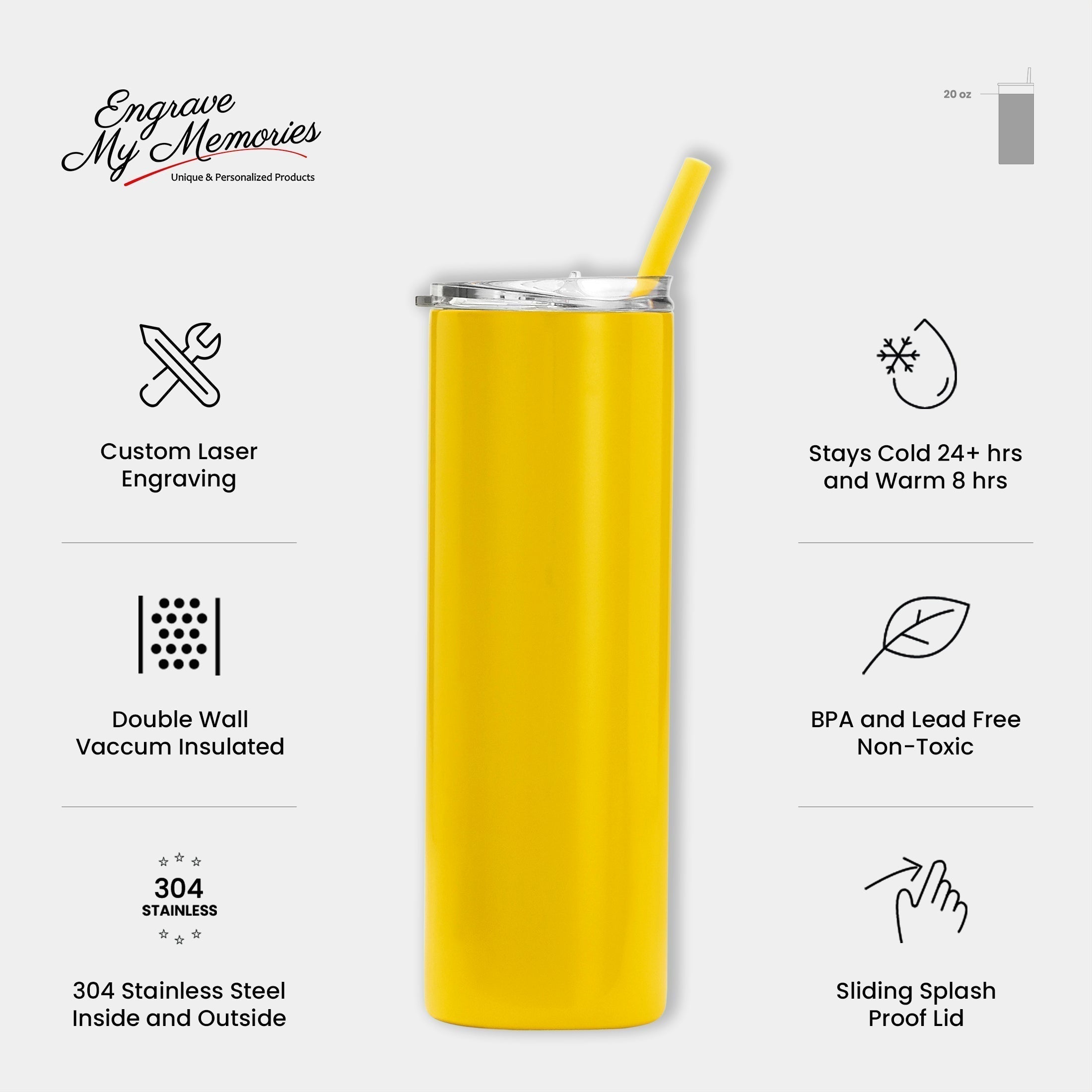 20oz Skinny Tumbler For Pet Cat