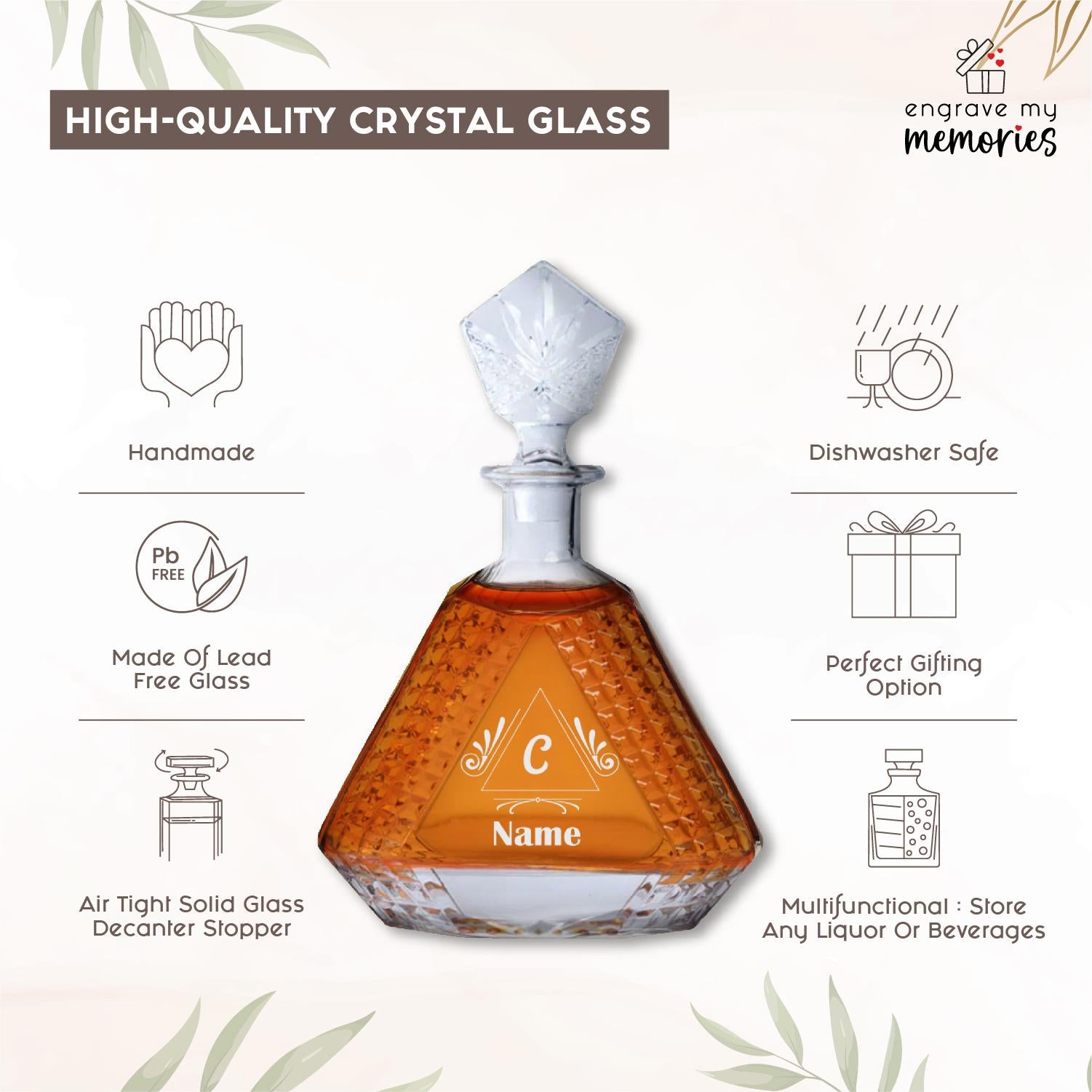 Personalized Whiskey Decanter Set, Gifts for Dad, Him - Celebrate Anniversaries, Housewarmings, Graduations, Weddings, Retirements #GiftsForDad #GiftsForHim #WeddingGift #Mancave - ENSURE TO ADD CUSTOMIZATION IN THE NOTES to the seller upon checkout.