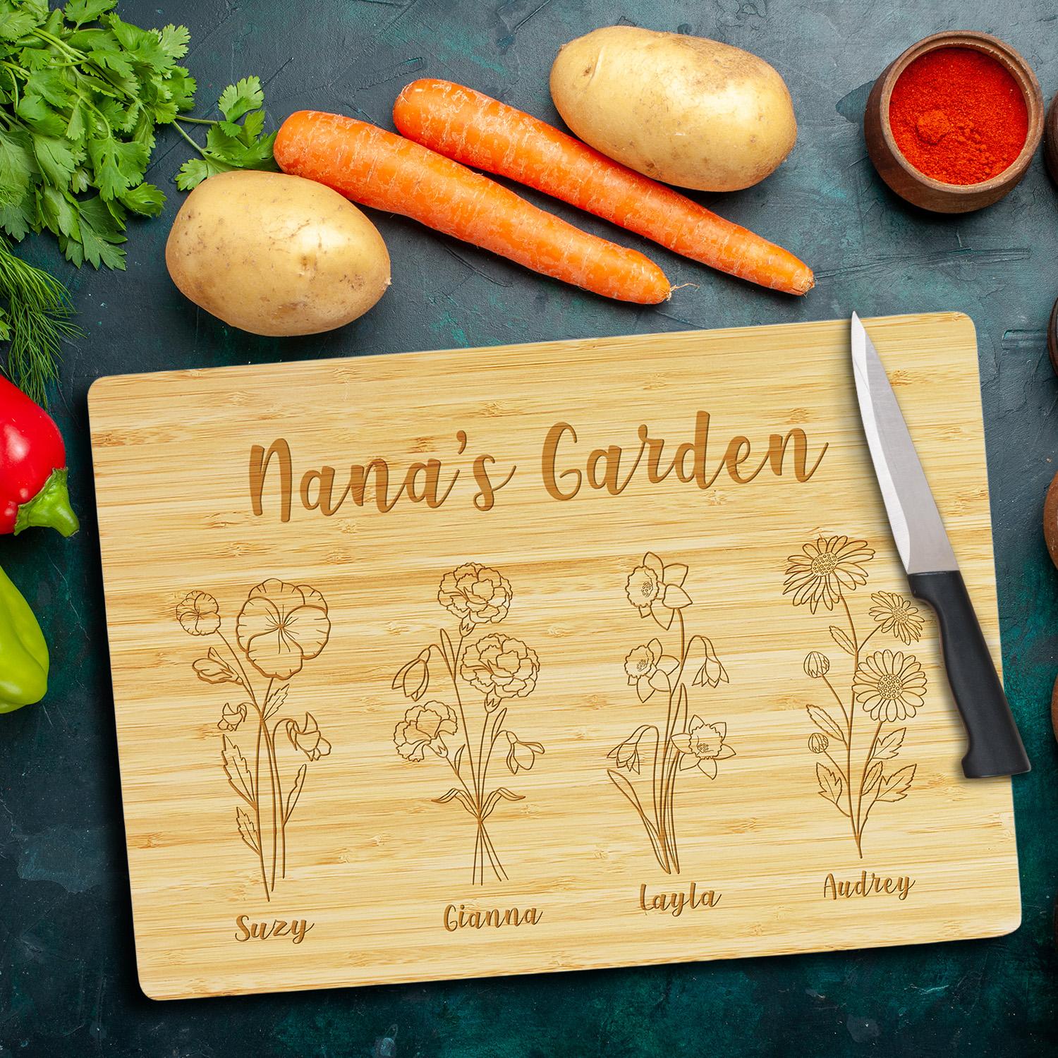 Personalized Cutting Board Gift For Mom, Birth Flower Gifts for Mom, Custom Mom's Kitchen Cutting Board,Mother's Day Gift, Gift for Grandmom #Mother's Day Gift, #GiftIdeas, #PersonalizedGifts- ADD PERSONALIZATION IN THE NOTES