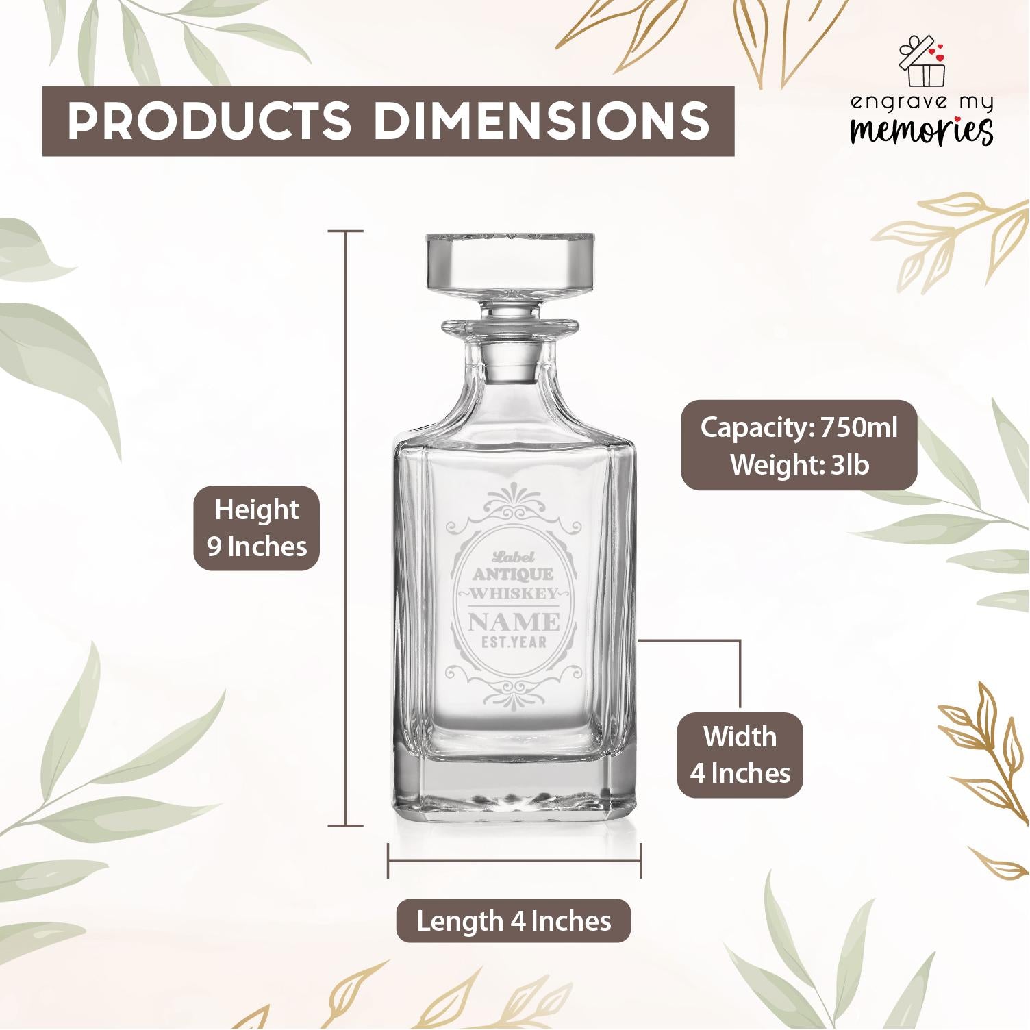 Personalized Whiskey Decanter, Decanter Set Anniversary Gift for Dad, him, Decanter Set Housewarming, Graduation, Wedding, Retirement Gifts #GiftsForDad #GiftsForHim #WeddingGift #Mancave -ADD PERSONALIZATION IN THE NOTES to the seller when you checkout