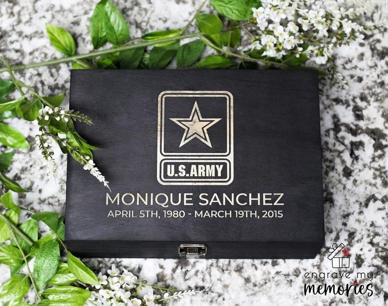 Fallen Soldier Memorial Box, Custom Memorial Gift, Military Memorial, Police Memorial, End of Watch, First Responder, Army Memory Box. #Memory Box #CustomWoodBox -ADD PERSONALIZATION IN THE NOTES to the seller when you checkout