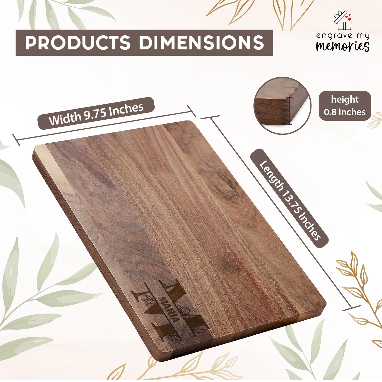 Custom Floral Monogram Cutting Board Wedding Gift for Couples, Housewarming Personalized Charcuterie Board Gift For Mom Grandma, Anniversary