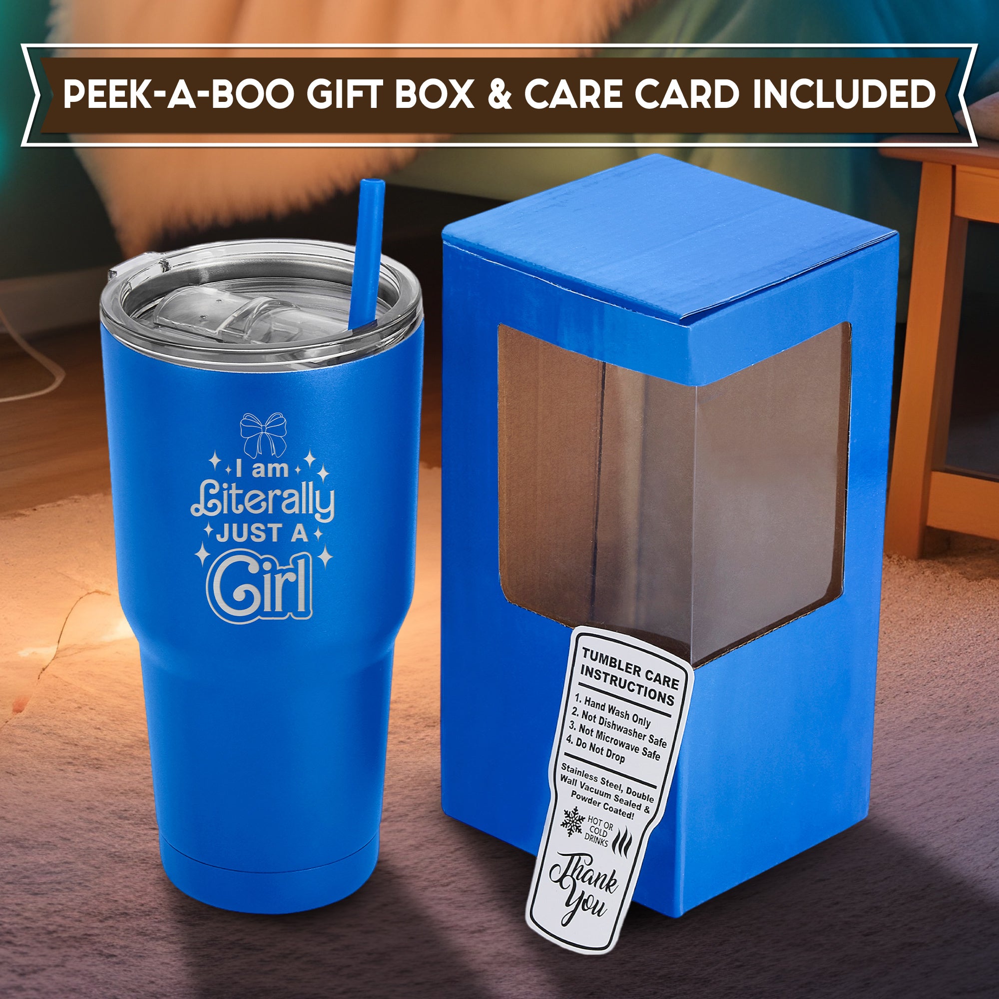 Personalized 'I'm Literally Just a Girl' 30 oz Custom Tumbler: Laser Engraved, Powder Coated Stainless Steel, Lead-Free, Reusable - The Perfect Funny and Cute Gift for Her, Ideal for Girlfriend or Best Friend. #Personalized Gift #GirlPower #FriendshipDay