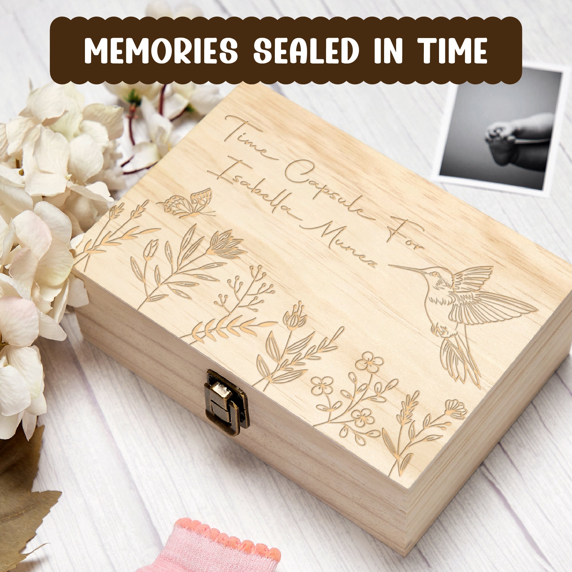 Personalized memory box, First Birthday Capsule, outlet Baby keepsake box, Custom memory box, Engraved wood box