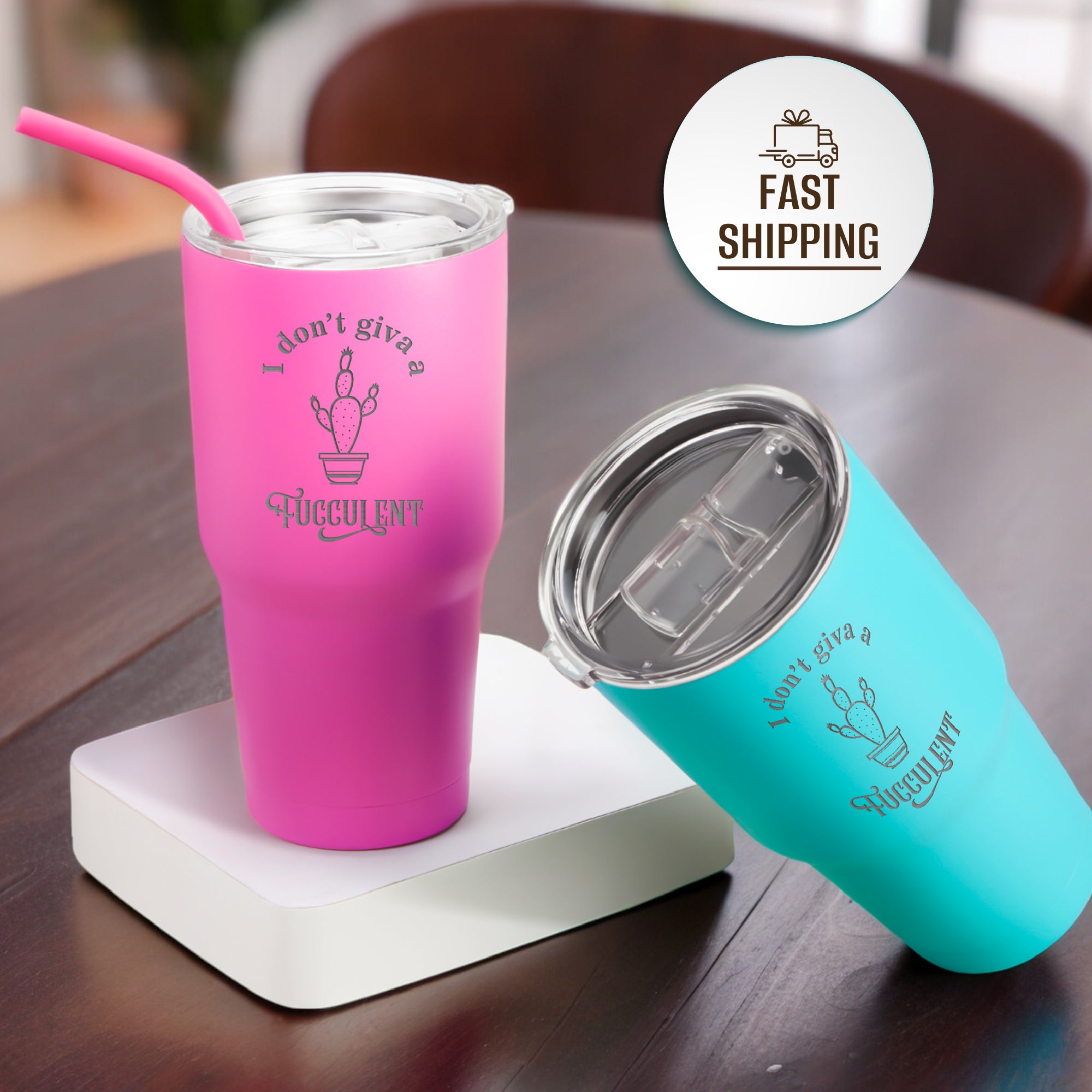 I don't give a fucculent Tumbler, 30oz Stainless Steel Travel Tumbler With Lid and Straw, Insulated Stainless Steel Coffee Tumbler, Plant Lady, Plant Lover Gift,Plant Gardening Gifts for Women,Christmas Gifts For Gardeners. #Personalized Gift #SassyPlants