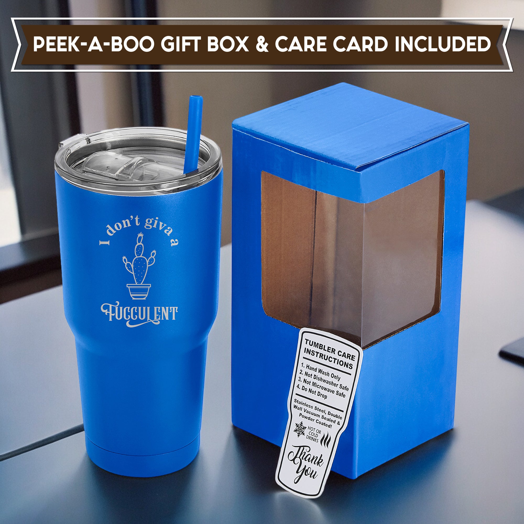 I don't give a fucculent Tumbler, 30oz Stainless Steel Travel Tumbler With Lid and Straw, Insulated Stainless Steel Coffee Tumbler, Plant Lady, Plant Lover Gift,Plant Gardening Gifts for Women,Christmas Gifts For Gardeners. #Personalized Gift #SassyPlants