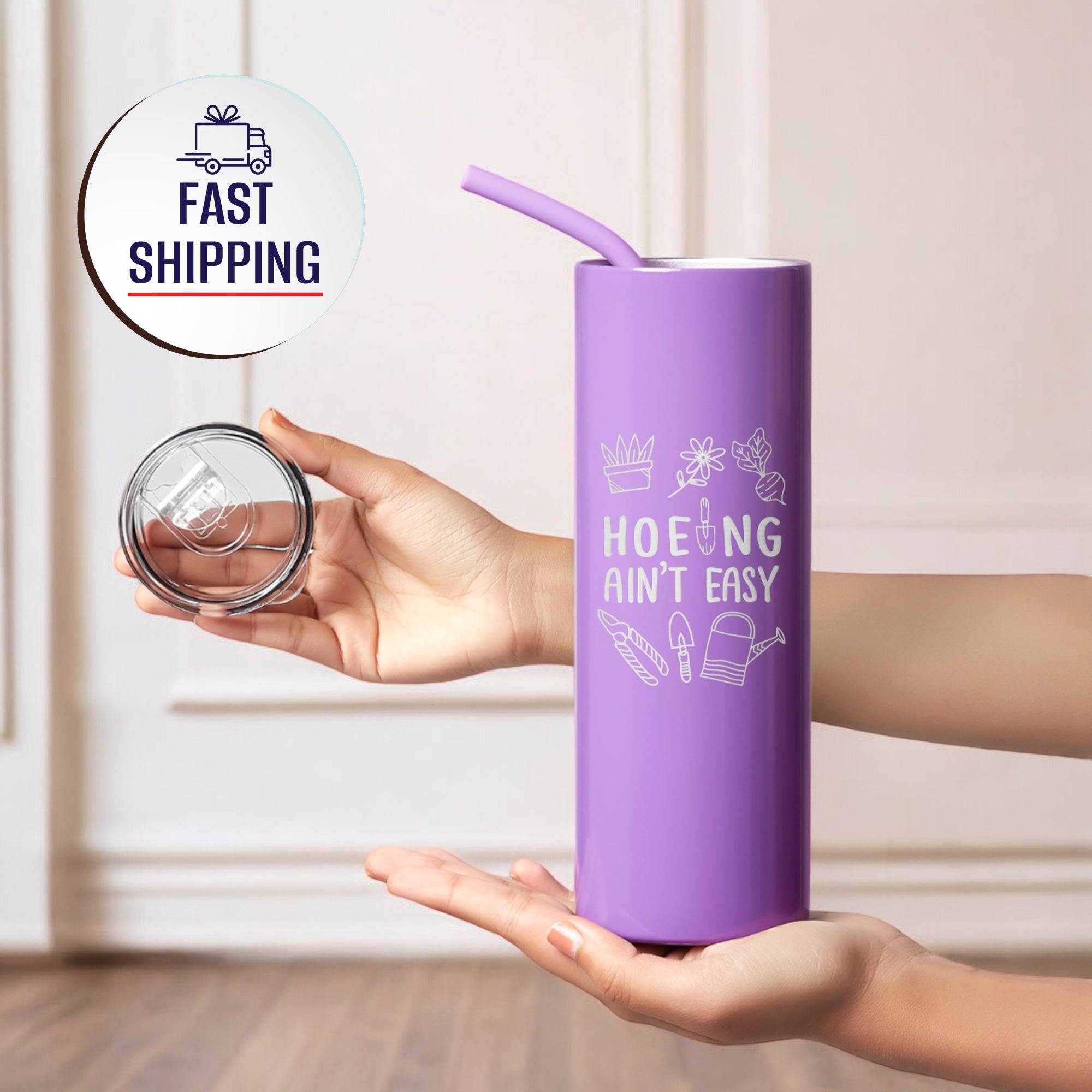 Hoeing Ain't Easy Gardening Tumbler With Lid and Straw 20oz Gardener Gift For Women Botanist Plant Lover Stainless Steel Cup Insulated Tumbler, Plant Lover Gifts, Gardener Gifts, Gifts for Gardening Lovers. #Personalized Gift #GardeningLife #PlantHumor