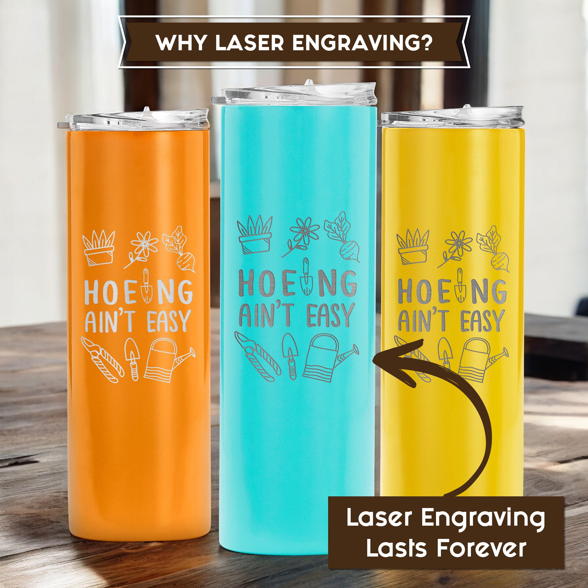 Hoeing Ain't Easy Gardening Tumbler With Lid and Straw 20oz Gardener Gift For Women Botanist Plant Lover Stainless Steel Cup Insulated Tumbler, Plant Lover Gifts, Gardener Gifts, Gifts for Gardening Lovers. #Personalized Gift #GardeningLife #PlantHumor