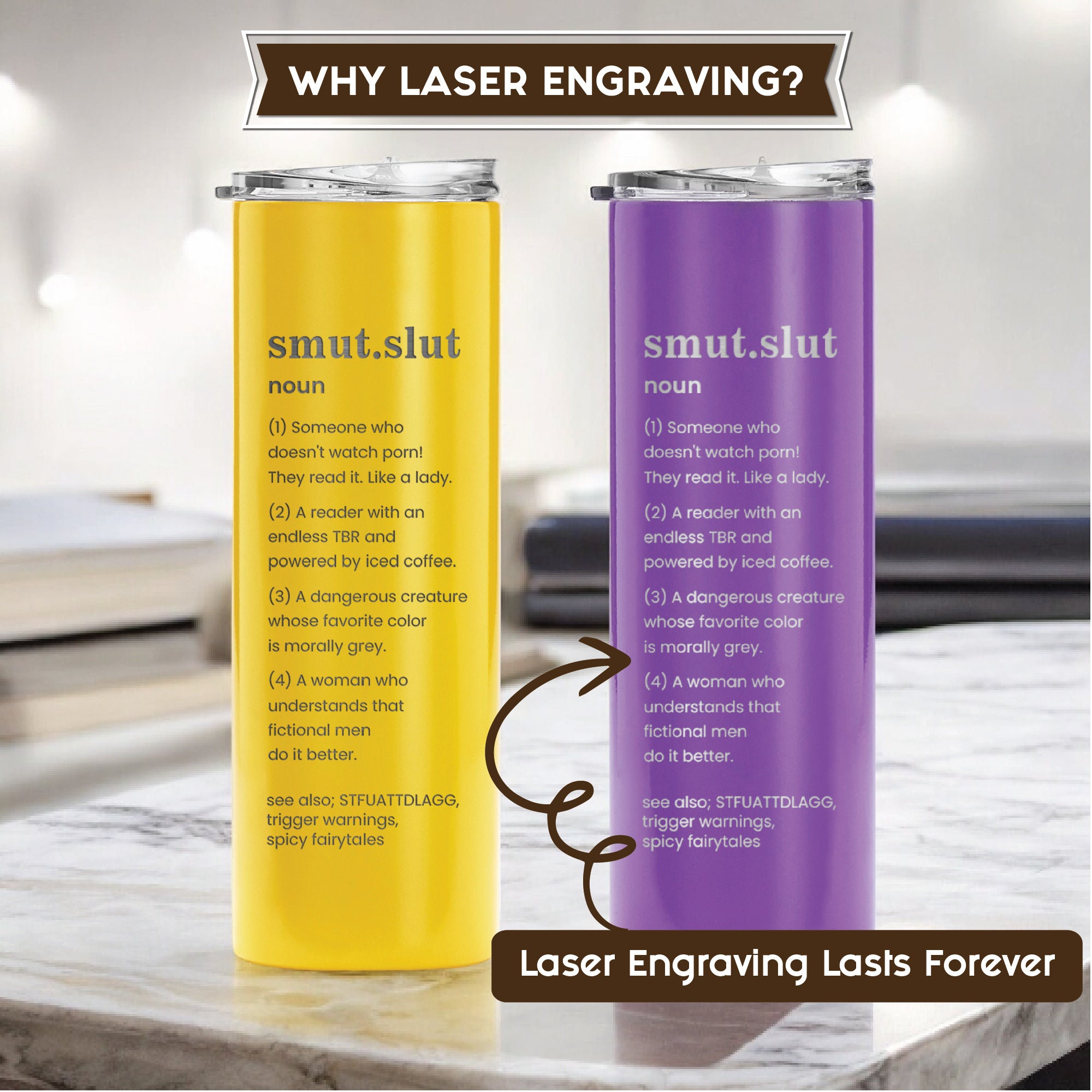 Smut Slut- Gift For Book Lover, Smut Lover, Custom Insulated Stainless Steel 20 oz Tumbler with Lid and Straw, Bookish gift, Laser Engraved Powder Coated Lead-Free Reusable Travel Tumbler, Gifts for Women Men Her Him.#AdultReading #Drinkware #Persnoalized