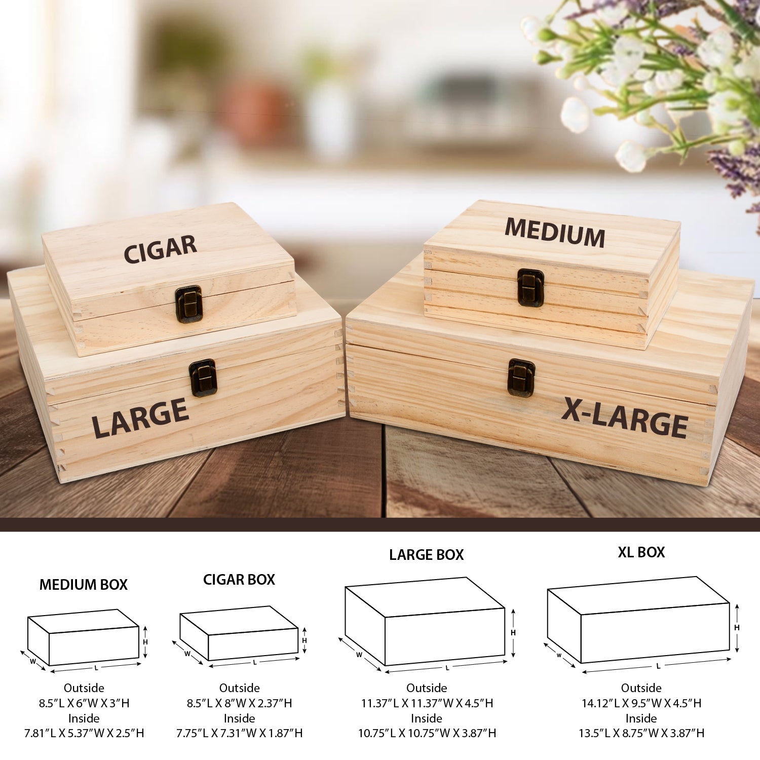Wood Memory Boxes For Birthflower - Couple