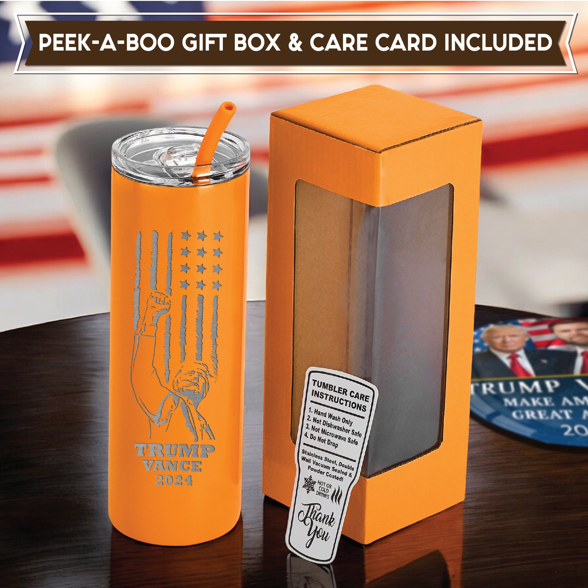Trump Vance 2024 Laser Engraved Vaccum Insulated Customized 20oz Skinny Tumbler, Election 2024 Tumbler, Donald Trump, Republican Gifts, MAGA, Leakproof Resuable Tumbler With Lid And Straw. #AmericaTrump2024, #Personalized Gift, #Trump Gift, #Birthday Gift