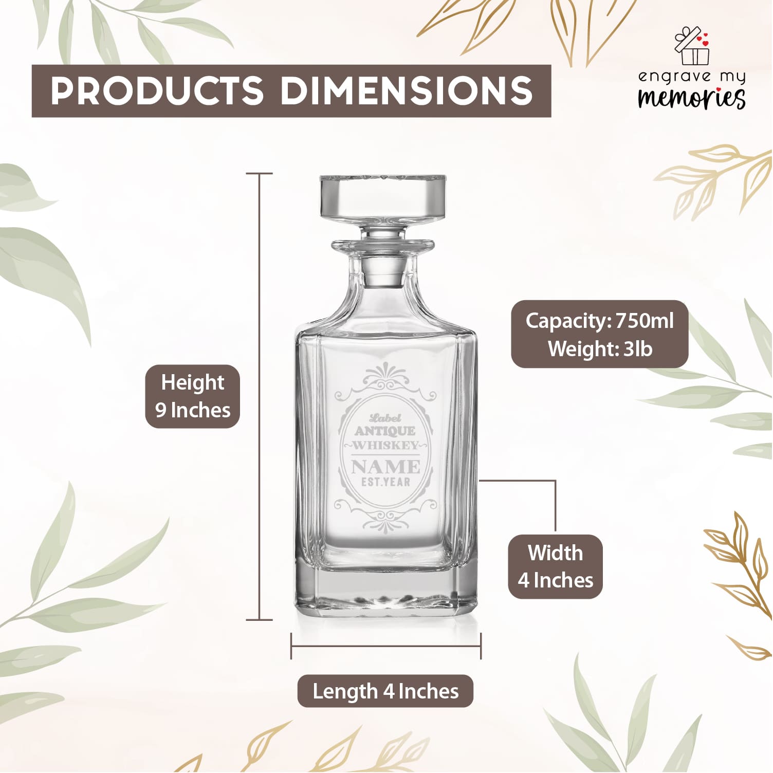 Square Whiskey Decanter