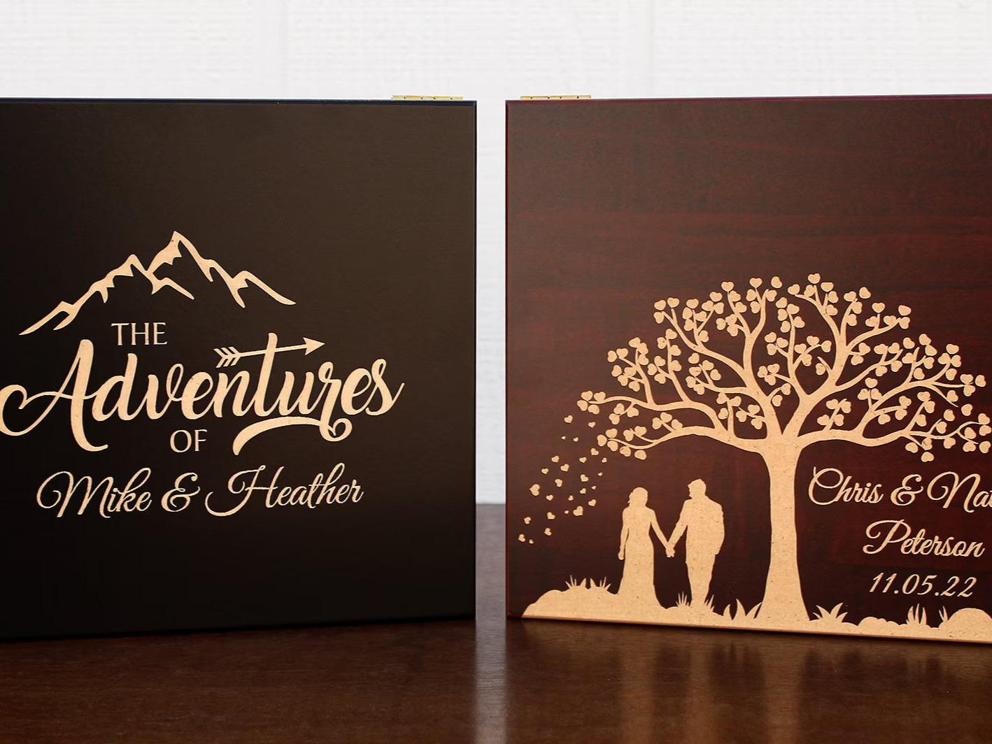 Memory Box for Wedding Gift, Anniversary Gift, Classy Wooden Keepsake Box for Memories, Newlywed Gift, Couples Gift, Wooden Photo Box, Engraved Wood Box #WeddingMemory #JewelryBox -ADD PERSONALIZATION IN THE NOTES to the seller when you checkout