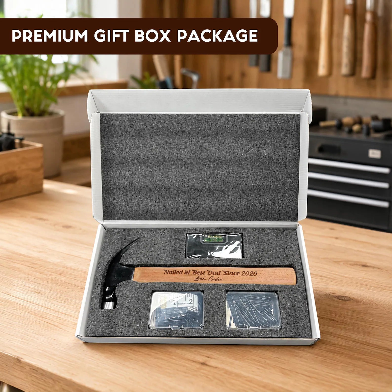 Personalized Hammer Gift Set – Custom Engraved 16oz Hammer Tool Kit
