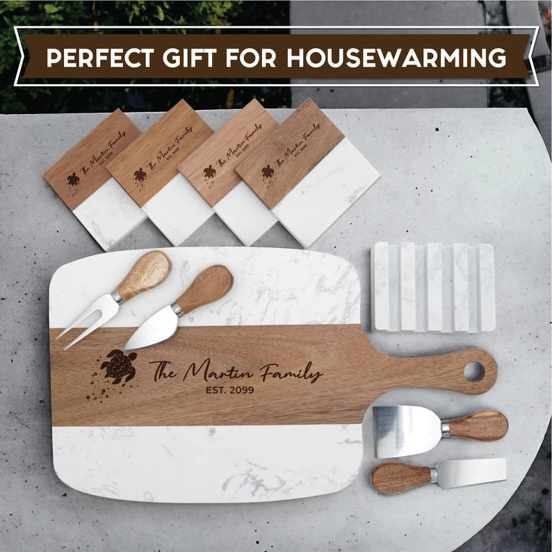 Personalized Marble Wood Serving Board