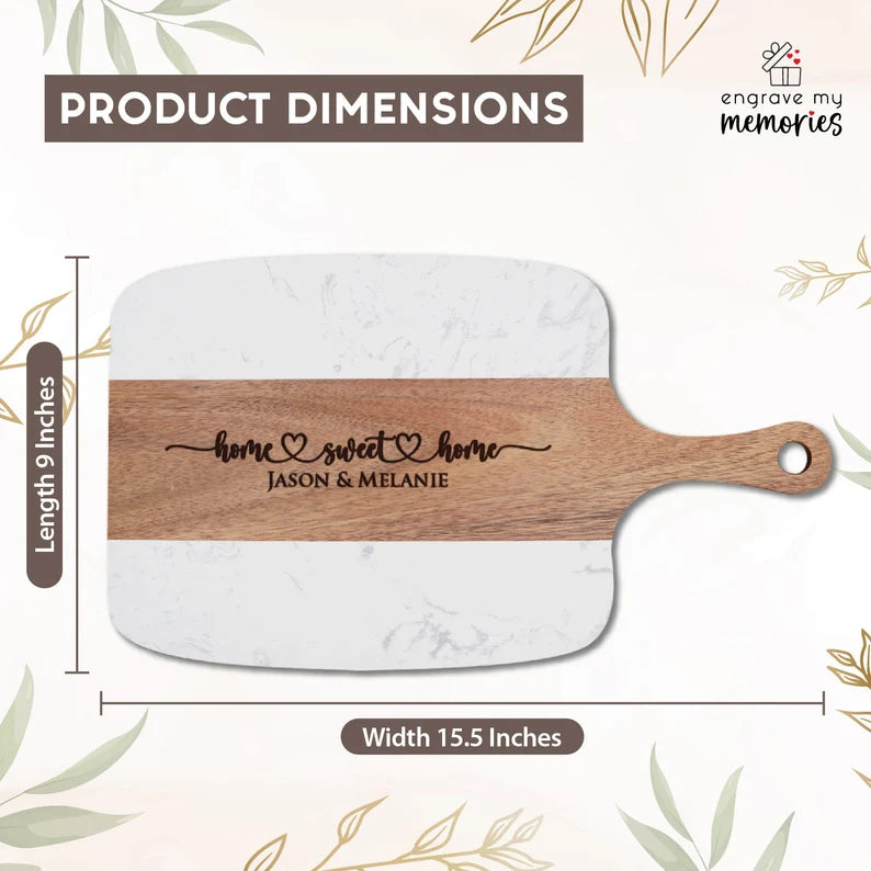 Personalized Marble Wood Serving Board
