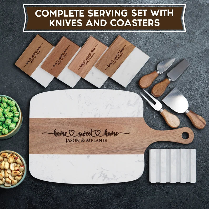Personalized Marble Wood Serving Board