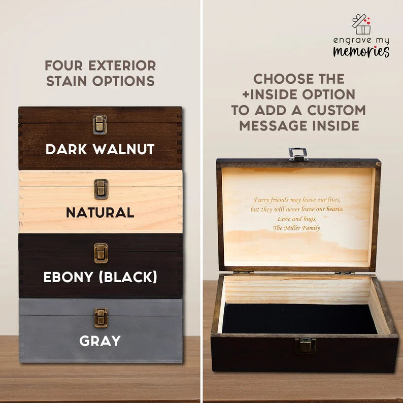 Personalized Pet Memorial Memory Box – Engraved Wooden Keepsake Box