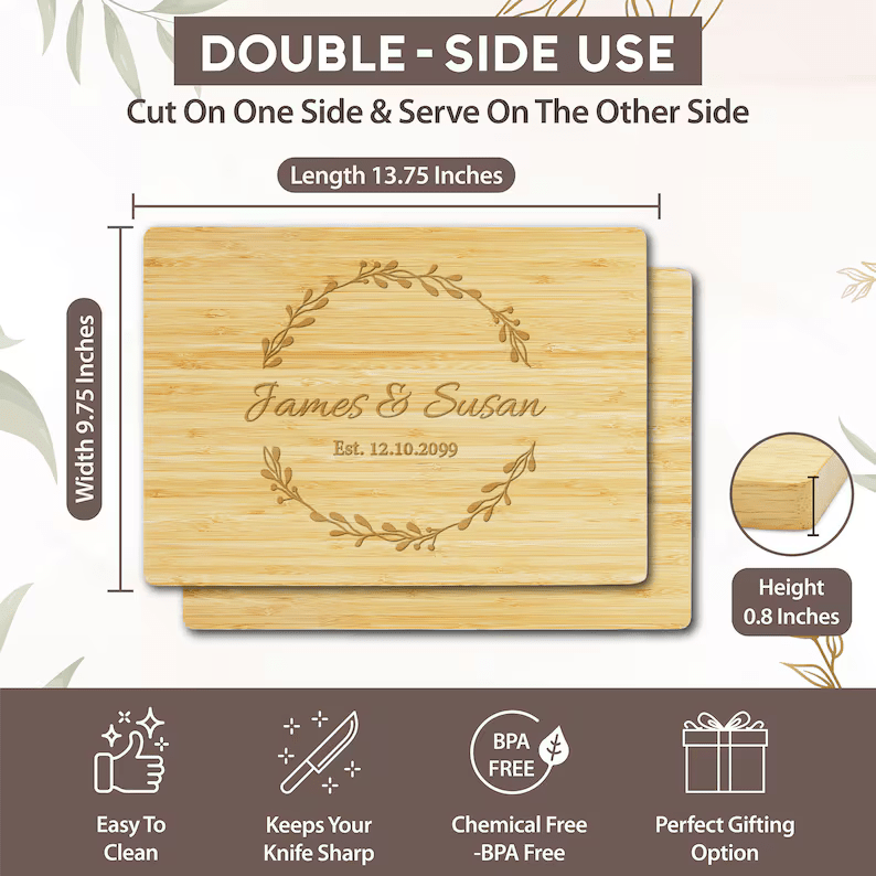 Personalized Cutting Board Gift For Wedding Couple