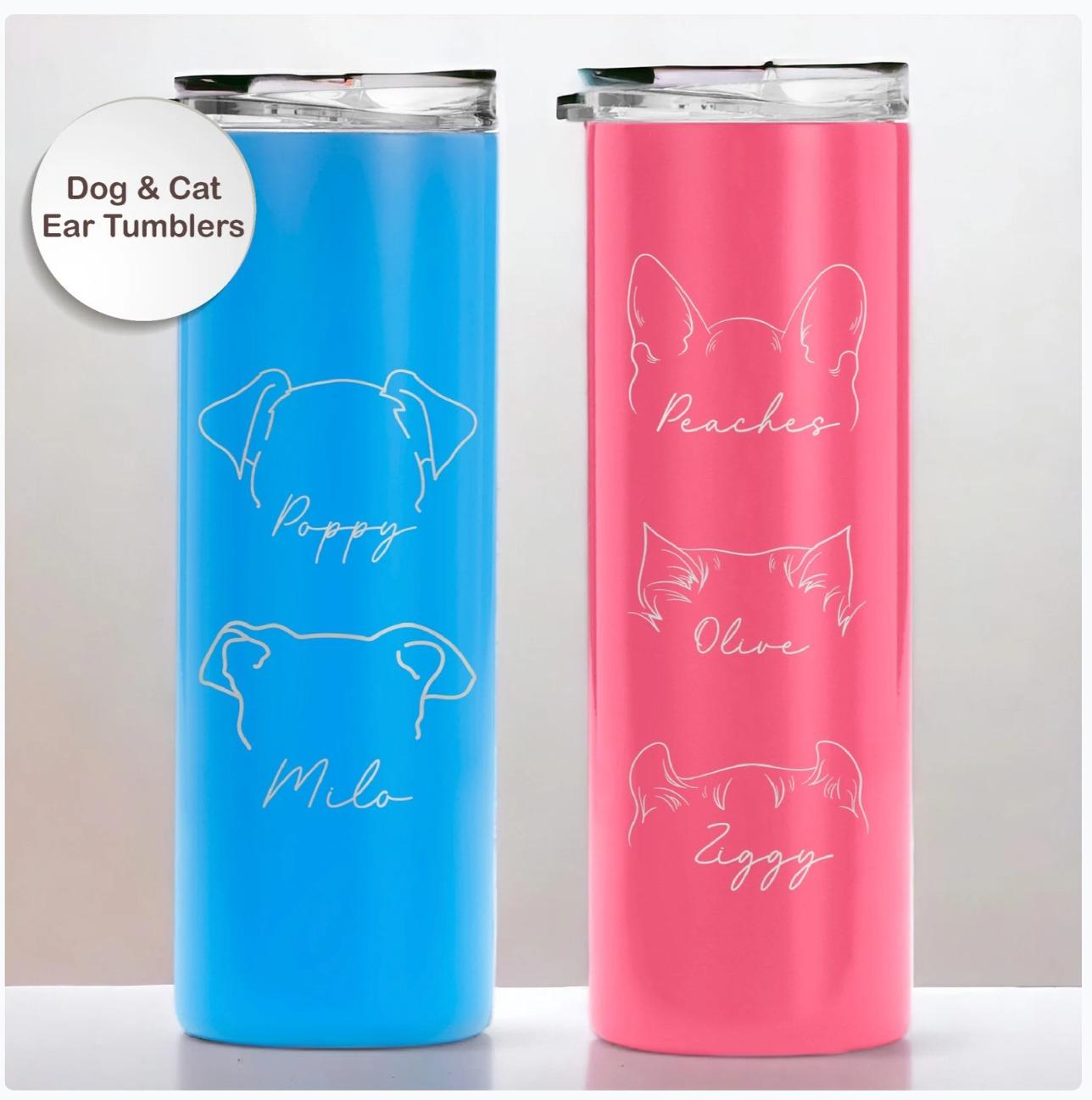 Personalized Christmas Gifts for Pet Lovers,Custom Dog Cat Ear 20 oz Travel Tumbler with Name Engraved,Dog Lover Gifts Dog Dad Gift,Cat Mom. #Custom Gift #GiftIdeas #PersonalizedGifts #Birthday Gift- ADD PERSONALIZATION IN THE NOTES