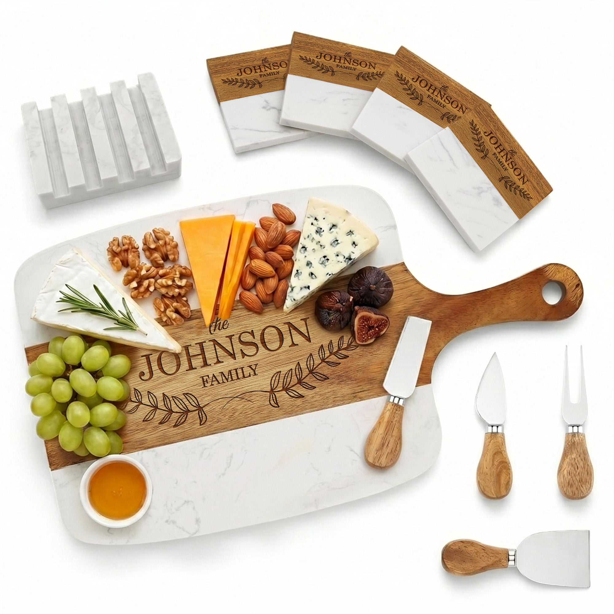 Personalized Marble Wood Serving Board