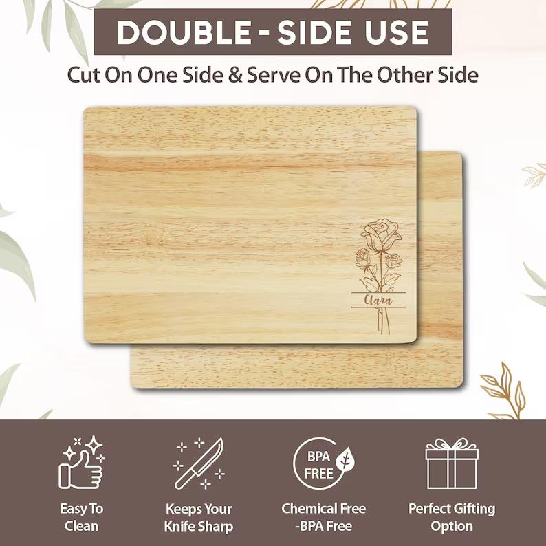 Personalized Split Birth Flower Cutting Board, Custom Chopping Board, Mother's Day Gift, Birthday Gift, First Home Gift, Engraved. #Mother's Day Gift, #PersonalizedGifts, #GiftIdeas - ADD PERSONALIZATION IN THE NOTES