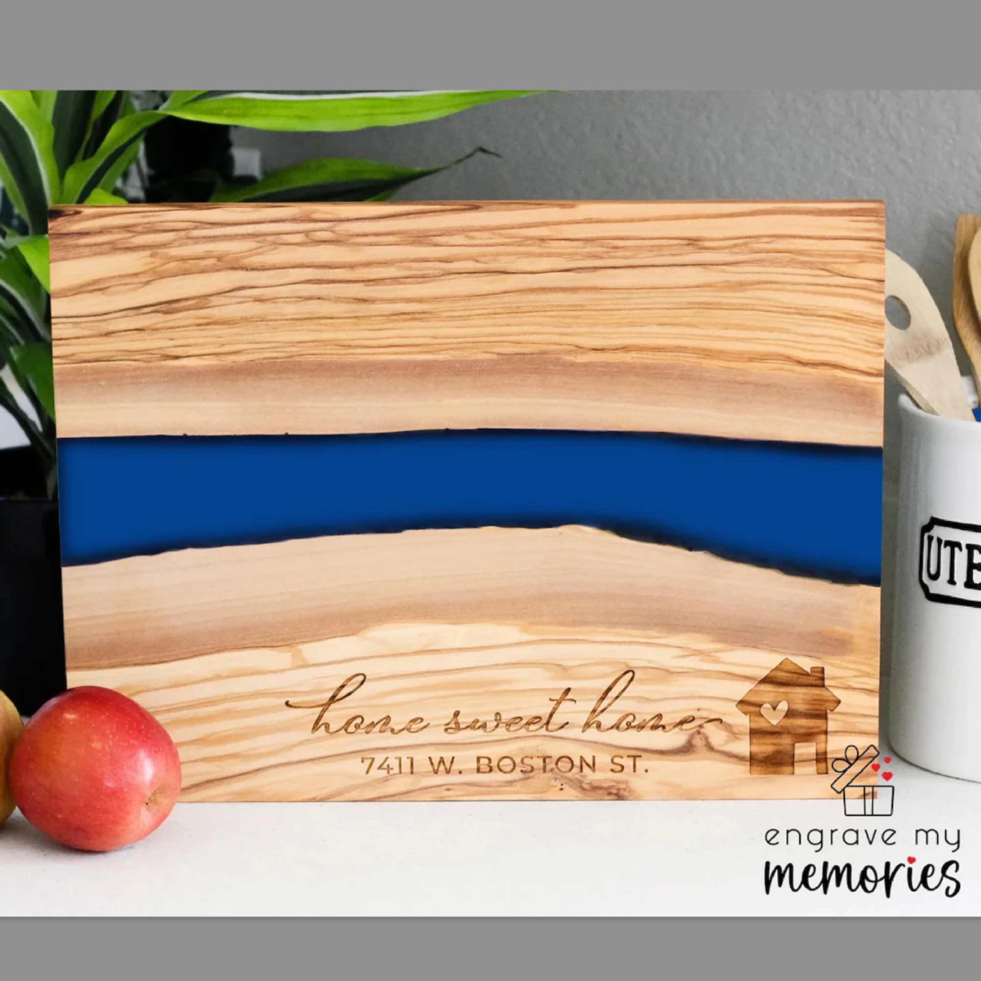 Personalized Olive Wood Resin Serving Board