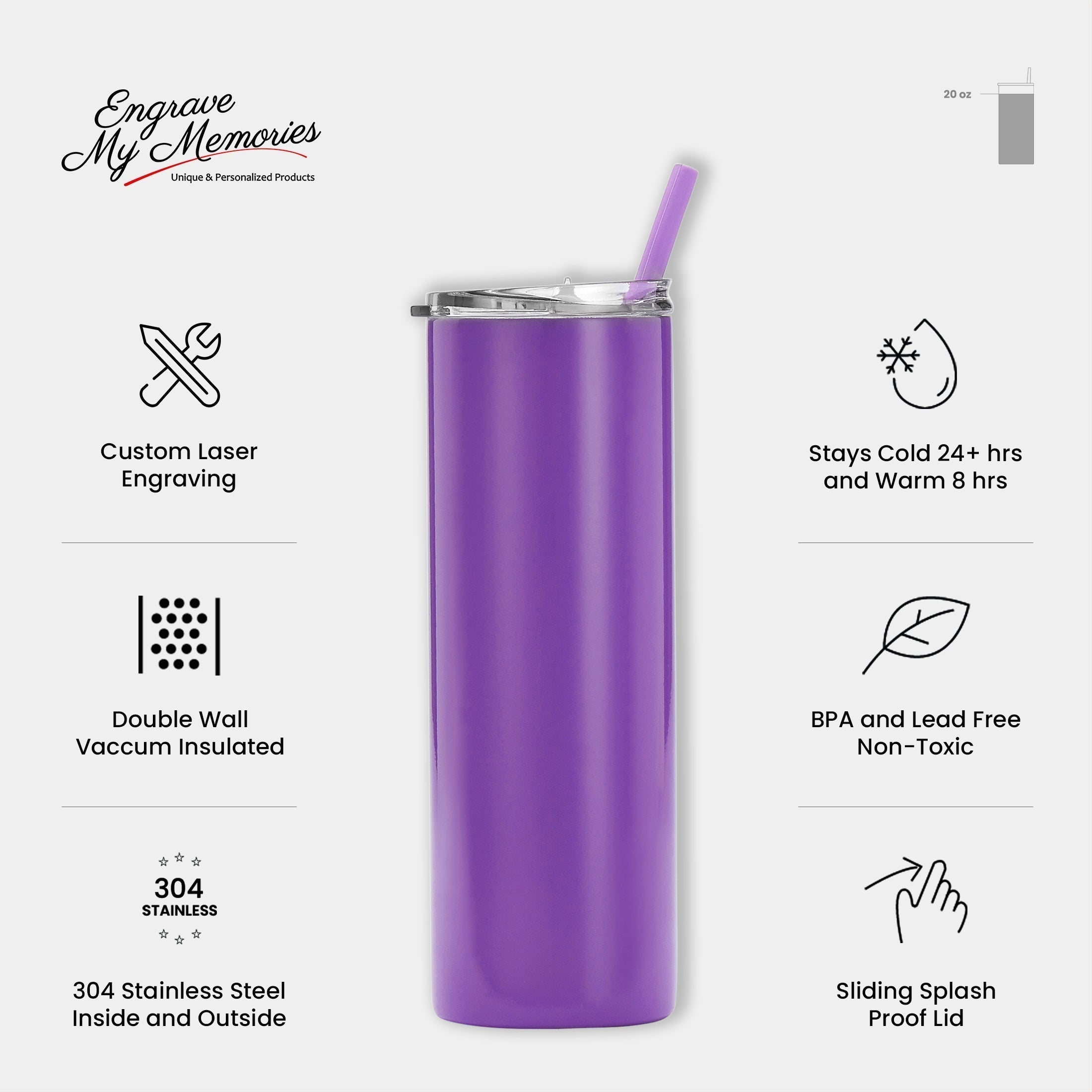 20oz Skinny Tumbler For World's Best Mom