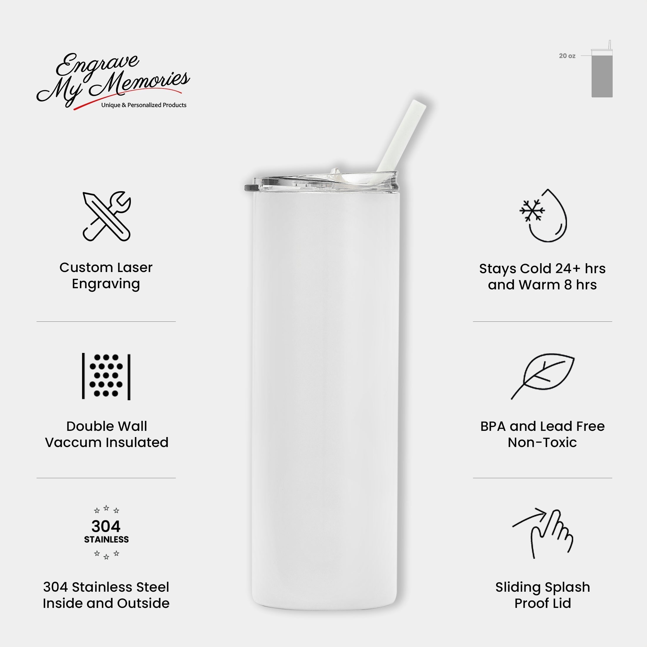 20oz Skinny Tumbler For World's Best Mom