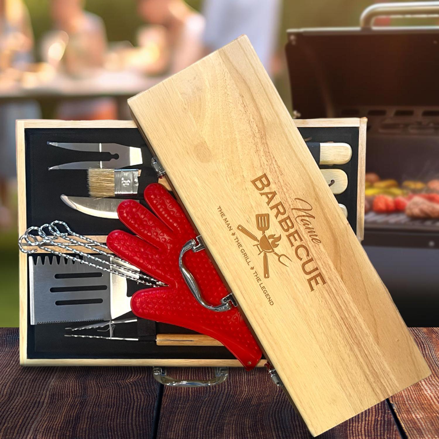 Custom BBQ Grill Set, Personalized Grilling Tool Set, Men's BBQ Gift, Father's Day Grill Gift, Laser Engraved Barbecue Tools, BBQ Tool Case #FatherDayGift #BBQToolSet #GiftForHim #Christmas -ADD PERSONALIZATION IN THE NOTES to the seller when you checkout