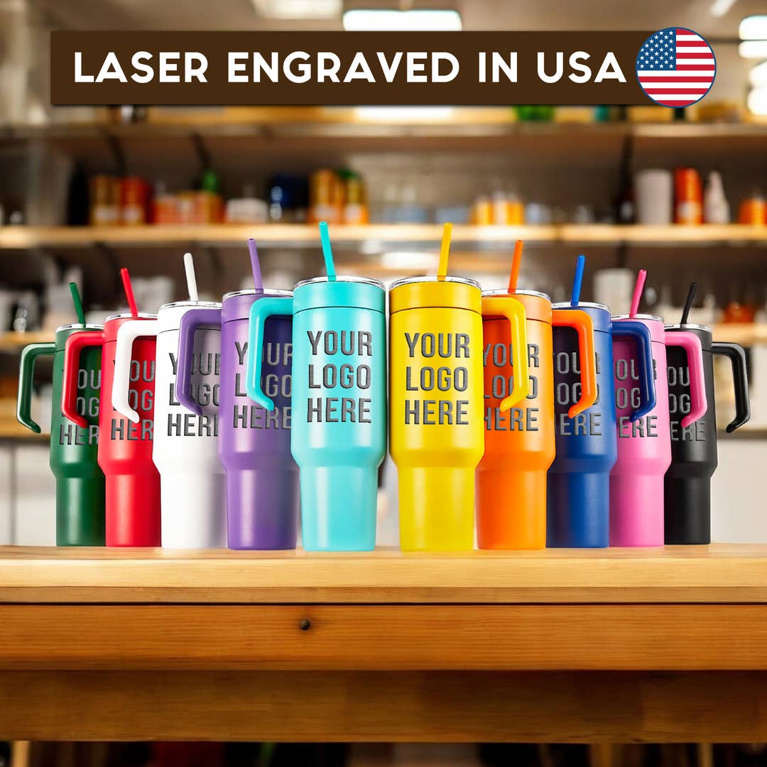 40oz Tumbler & Handle with Custom Logo