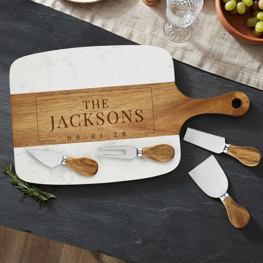 Personalized Marble Wood Serving Board