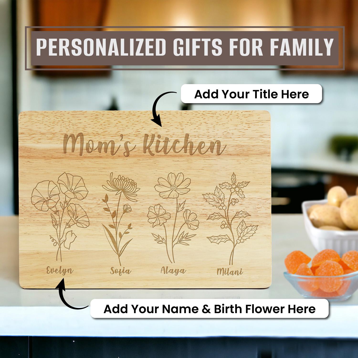 Personalized Cutting Board Gift For Mom, Birth Flower Gifts for Mom, Custom Mom's Kitchen Cutting Board,Mother's Day Gift, Gift for Grandmom  #Mother's Day Gift, #GiftIdeas, #PersonalizedGifts- ADD PERSONALIZATION IN THE NOTES