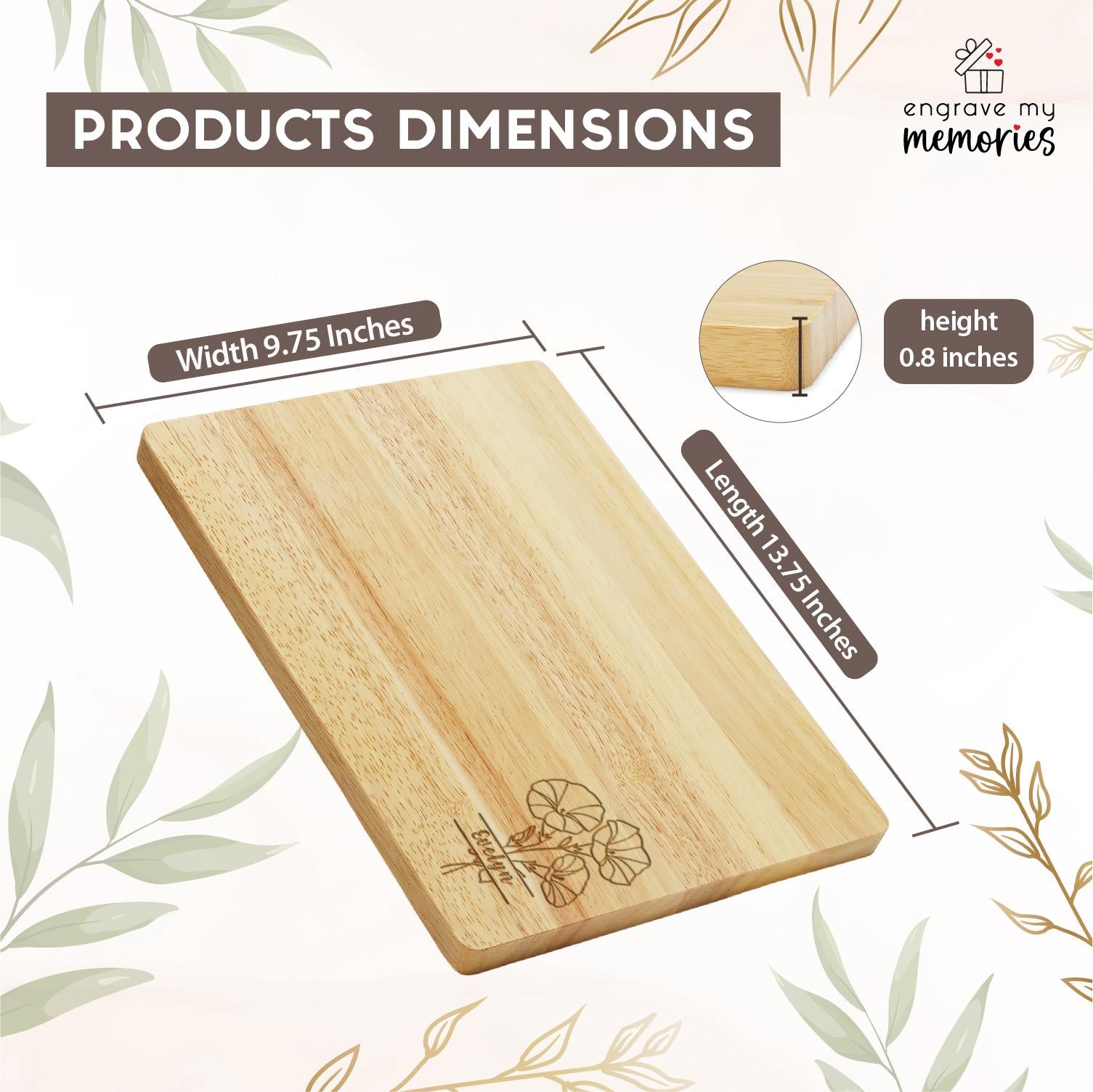 Personalized Split Birth Flower Cutting Board, Custom Chopping Board, Mother's Day Gift, Birthday Gift, First Home Gift, Engraved. #Mother's Day Gift, #PersonalizedGifts, #GiftIdeas - ADD PERSONALIZATION IN THE NOTES