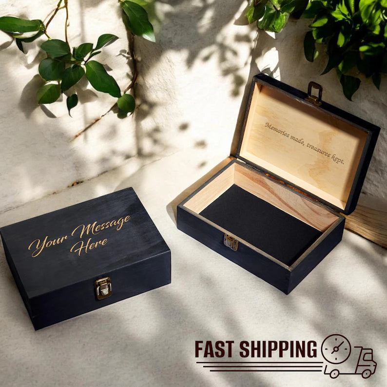 Personalized Wooden Memory Box – Custom Engraved Keepsake Storage Chest