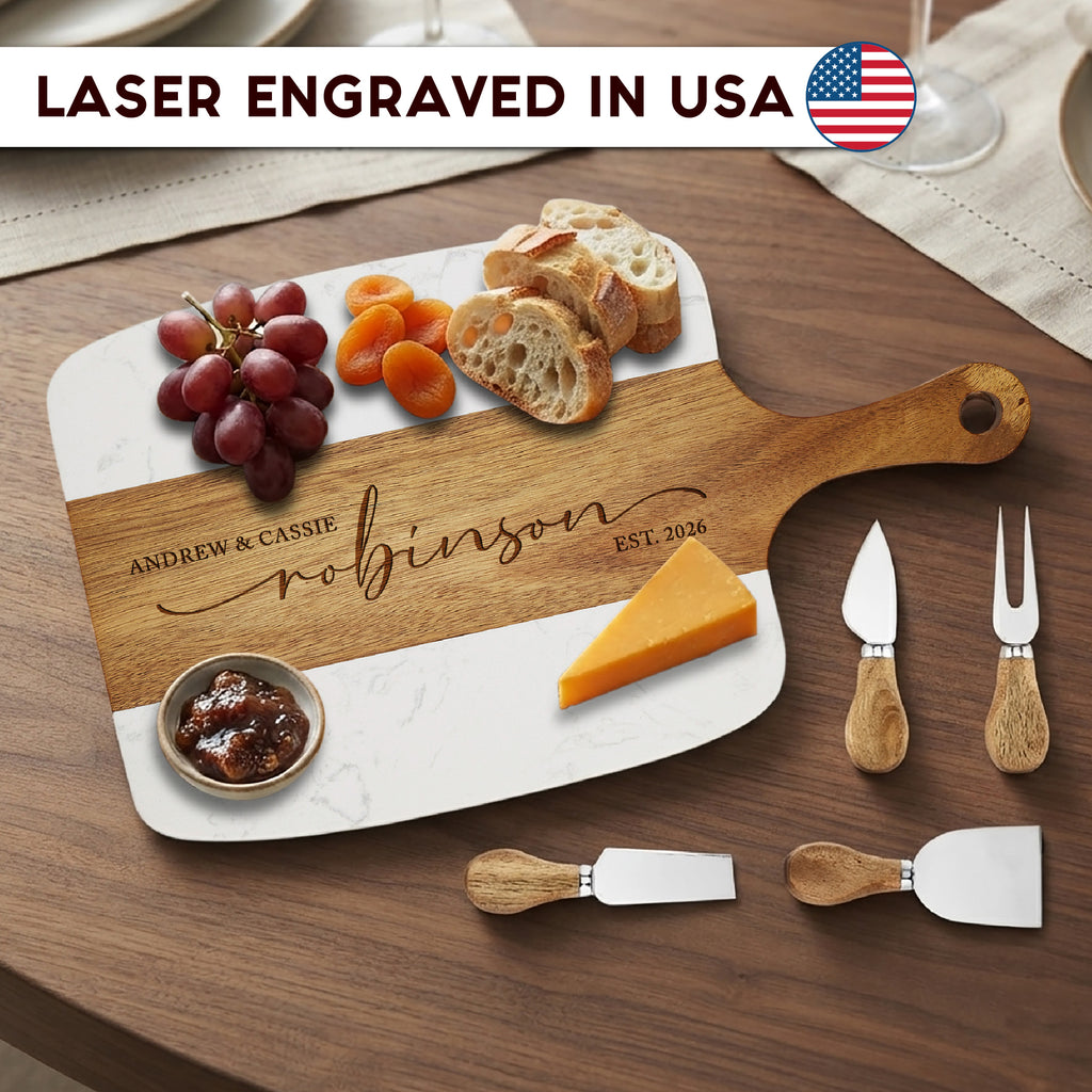 Personalized Marble Wood Serving Board