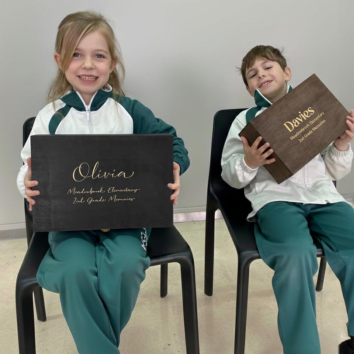 Personalized School Years Memory Box, Engraved Keepsake Chest for Kids