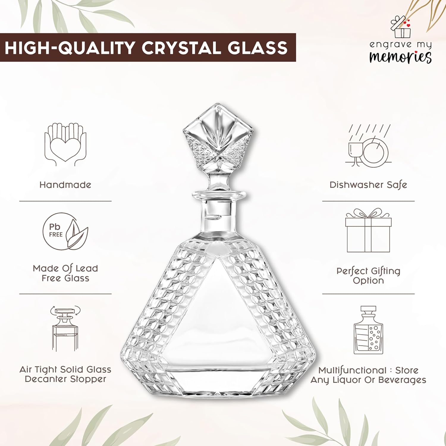 Custom Triangle Decanter & Personalized Whiskey Decanter Set