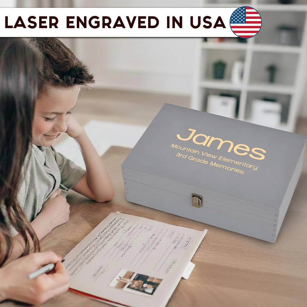 Personalized School Years Memory Box, Engraved Keepsake Chest for Kids