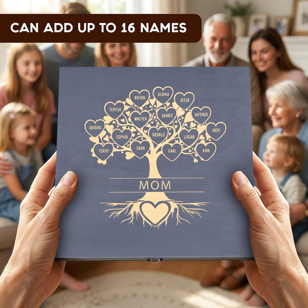 Gift for Mom or Grandma, Personalized Family Tree Memory Box - Mother's Day