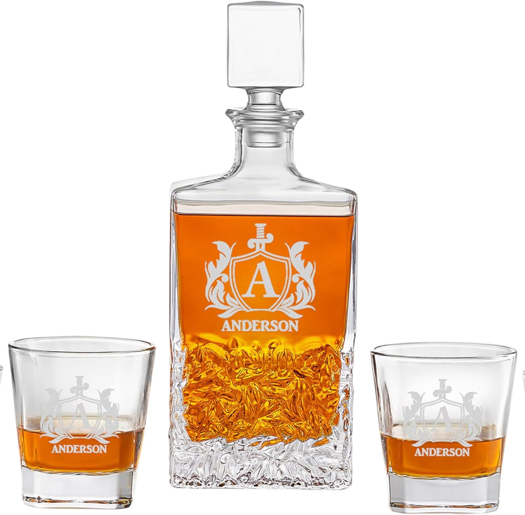 Custom Rectangle Decanter & Personalized Whiskey Decanter Set