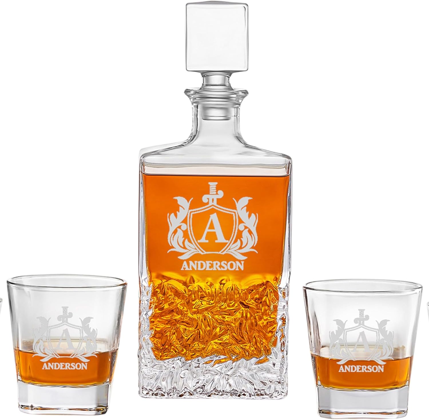 Custom Rectangle Decanter & Personalized Whiskey Decanter Set