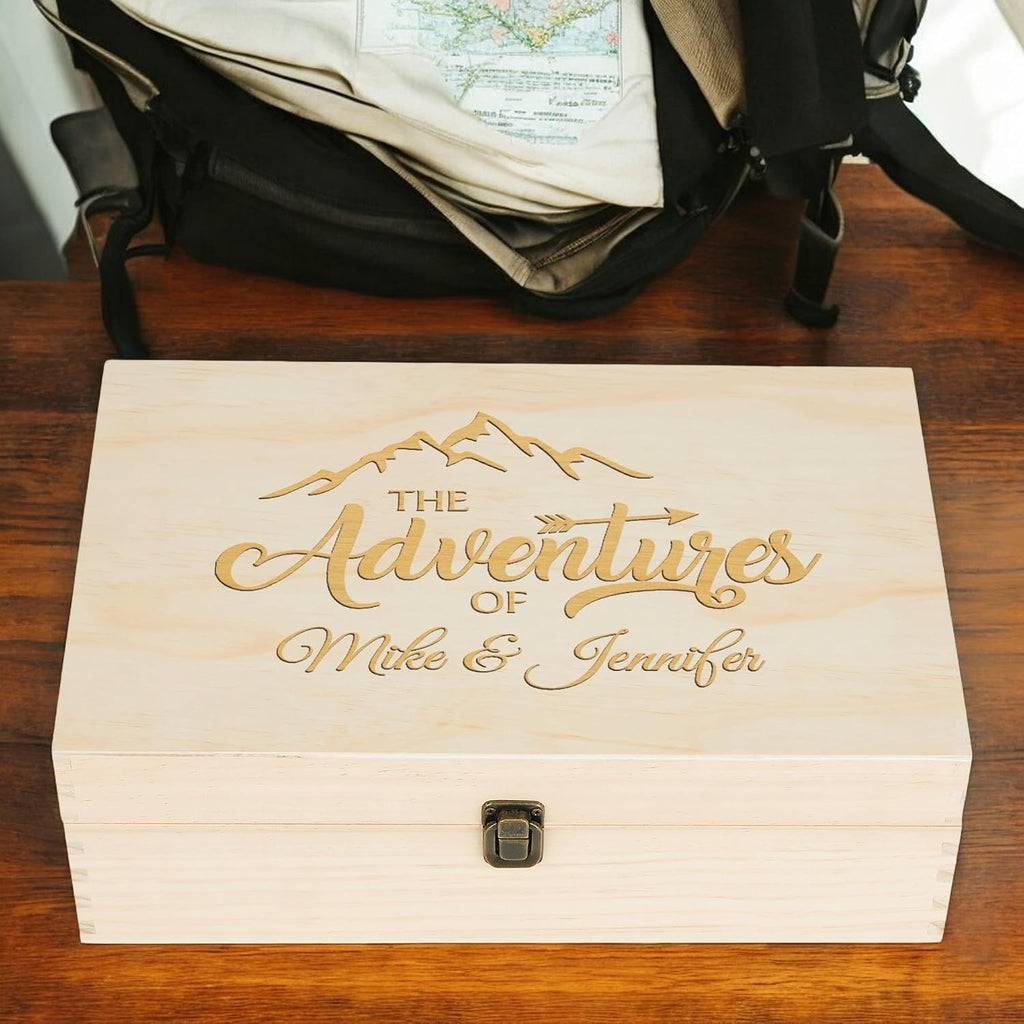 Personalized Adventure Memory Box, Engraved Travel Keepsake for Couples