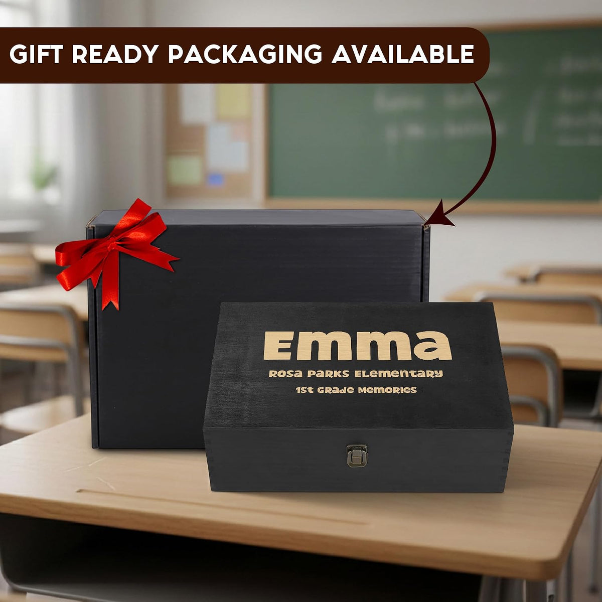 Personalized School Years Memory Box, Engraved Keepsake Chest for Kids